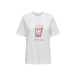 ONLY T-Shirt Onlburst Life S/S Popcorn Box 15343431 11-0601 TCX bright white