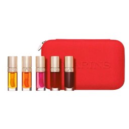 Set Clarins Lip Comfort Oil Collection – Uleiuri Hidratante pentru Buze, 5 x 7 ml + Pouch Cosmetic