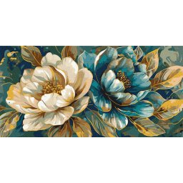 Set pictura pe numere, cu sasiu, Petale aurite - culori metalizate, 40x80 cm