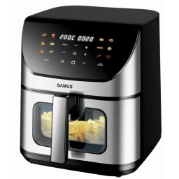Friteuza cu aer cald SAMUS AF8-S1700DW, 1700W, 8L, Afisaj electronic, 12 programe, Negru/Argintiu