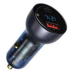 Încărcător Auto Baseus Dual Quick CCKX-C0G 65W cu Afișaj Digital