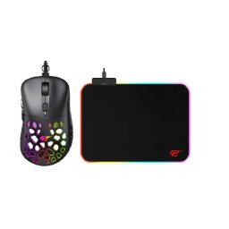 Kit Mouse Gaming si Mouse pad Gaming HAVIT MS955_MP901, RGB, Black