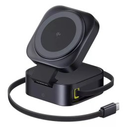 Incarcator wireless BASEUS PicoGo 2-in-1 Qi2, 67W, Cablu incorporat UBS-C, Black