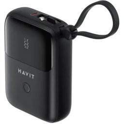 PowerBank HAVIT PB5215-BK, 10000 mAh, 20 W, 2x USB-C, 1x Lightning, Black