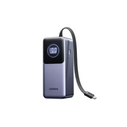 PowerBank UGREEN PB723, 20000 mAh, 130W, 1 x USB-A, 2 x USB-C, Cablul USB-C incorporat, Gray