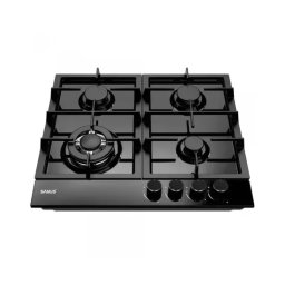 Plita incorporabila pe gaz SAMUS PSG-64SMB1, 4 arzătoare, grătare fontă, negru mat