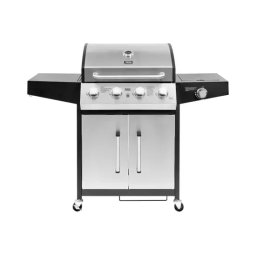 Grill gaz TEESA 5007 Master TSA0251, 5 arzatoare, 12 kW, 37 mBar, Negru/Argintiu