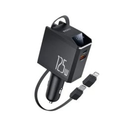 Incarcator auto YESIDO Y71, Display, 125W, 1 x USB-A, 1 x USB-C, Cu cablu USB-C / Lightning, Black