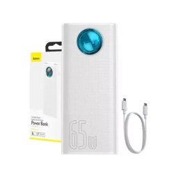 PowerBank BASEUS Amblight PPLG000102, 30000 mAh, 65 W, QuickCharge 3.0, 4 x USB, Micro USB, USB Type-C, Lightning, Alb