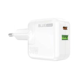 Incarcator retea BLUE POWER, Wall Charger, 30W, 3A, USB-A, USB-C, White