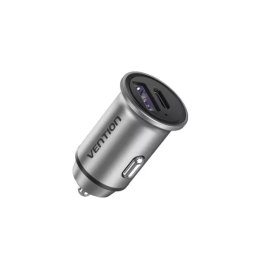 Incarcator auto VENTION FFFH0, 1 x USB Type-C, 1 x USB, 30W, Gray
