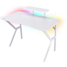 Birou gaming Genesis Holm 320 RGB alb NDS-1802 – design modern și iluminare RGB pentru setup-ul tău