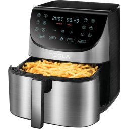Friteuza aer cald Tesla AF701BX , 7 L, 1700W, Panou digital, 12 programe, Inox