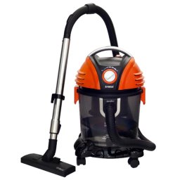 Aspirator Samus Aquafilter Orange, cu filtrare prin apa, fara sac, 15 litri, 1550 W, filtru HEPA, aspirare umeda si uscata, functie suflare aer, negru + portocaliu