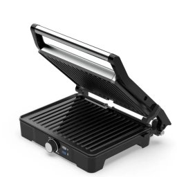 Gratar, AENO, EG2, 2000W, Control temperatura, Deschidere 180°, Negru/Argintiu