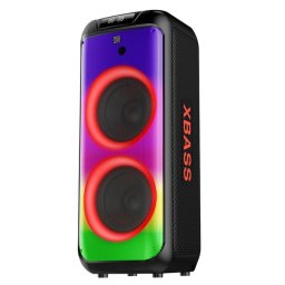 Boxa portabila activa Electromures EM 1008, 40 W, Bluetooth, USB, slot card TF, Aux in, radio FM, joc de lumini LED, negru, microfon, telecomanda