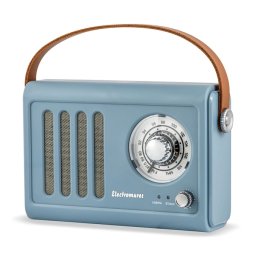 Radio portabil Electromures EM 1006, FM, 5 W, alimentare acumulator, Bluetooth, USB, Aux in, design retro, albastru