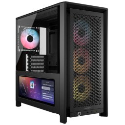Carcasa CORSAIR 4000D RGB AIRFLOW LCD, Mid-Tower, ATX/Micro-ATX/Mini-ITX, Tempered Glass, 3x RS120 ARGB PWM Fans, White