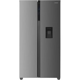 Combina frigorifica side by side HEINNER HSBS-HM529NFXWDE++, 529 L, Clasa E, Full No Frost, Dual Inverter, Dozator apa, Display LED, Iluminare LED, 177 cm, Inox