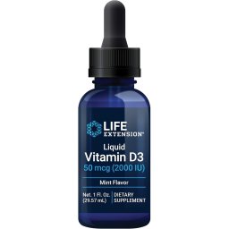 Vitamina D3 Lichida 2000 UI - Picaturi Vitamina D3 pentru Imunitate si Oase - Life Extension - 29 ml, Menta