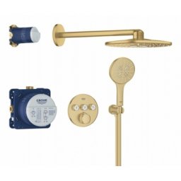 Sistem dus incastrat Grohe Grohtherm SmartControl SmartActive 310 Round, Brushed Cool Sunrise, auriu periat mat