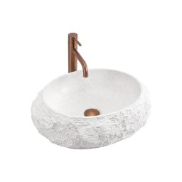 REA-U7350 - Lavoar MIKA pentru blat 38x50 cm, alb/imitație de piatră