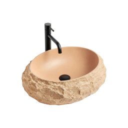REA-U7348 - Lavoar MIKA pentru montare pe blat 38x50 cm, portocaliu/bej, imitație de piatră