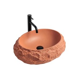 REA-U7349 - Lavoar MIKA pentru blat, 38 x 50 cm, portocaliu/imitație de piatră