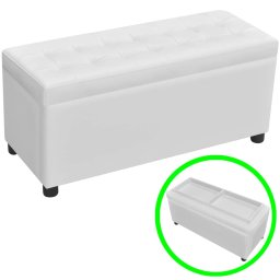 Taburet de depozitare, piele artificiala, alb GartenMobel Dekor