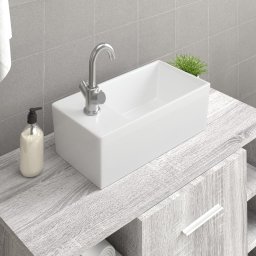 Chiuveta de baie, alb, 48x25x15 cm, ceramica GartenMobel Dekor