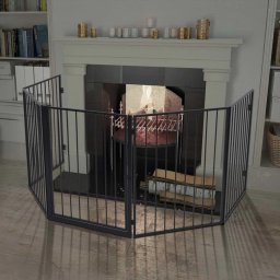 Gard de protectie din otel pentru semineu, Negru GartenMobel Dekor