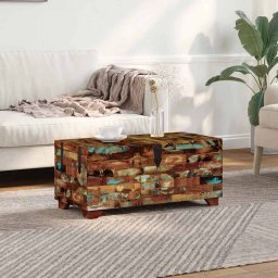 Masuta de cafea tip cufar, 80 x 40 x 35 cm, lemn solid reciclat GartenMobel Dekor
