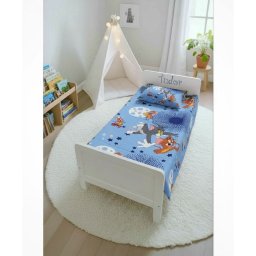 Set 4 piese Lenjerie Tom&Jerry Blue 2-12 ani + Protectie Impermeabila 160x80 - ASC4083