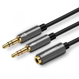 Adaptor Audio 3.5mm - 2 x 3.5mm UGREEN AV140, 0.20m, Negru