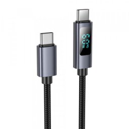 Cablu Date si Incarcare USB-C - USB-C HOCO Display X112, 60W, 1m, Negru