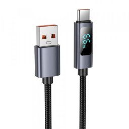 Cablu Date si Incarcare USB-A - USB-C HOCO Display X112, 100W, 1m, Negru