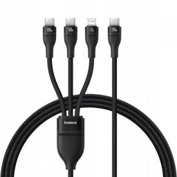 Cablu Incarcare USB-C - Lightning / 2 x USB-C Baseus Flash Series III 3in1, 100W, 1.5m, Negru P10377502111-00