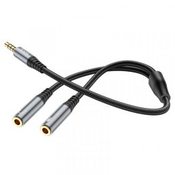 Adaptor Audio 3.5mm - 2 x 3.5mm HOCO UPA21-2, 0.25m, Negru