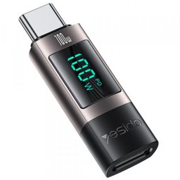Adaptor Date si Incarcare USB-C - USB-C Yesido GS24 Display, Gri