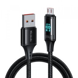 Cablu Date si Incarcare USB-A - microUSB McDodo CA-1070 Display, 18W, 1.2m, Negru