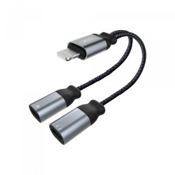 Adaptor Audio Lightning - 2 x Lightning XO Design NB-R160A, Gri