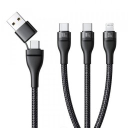 Cablu Incarcare USB-A / USB-C - Lightning / 2 x USB-C Baseus Flash Series III 3in1, 100W, 1.5m, Negru P10377800U01-00