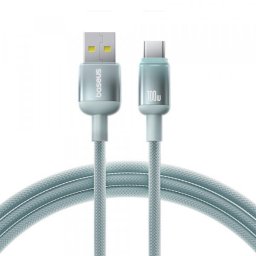 Cablu Date si Incarcare USB-A - USB-C Baseus Discolor, 100W, 2m, Albastru Verde E0418500
