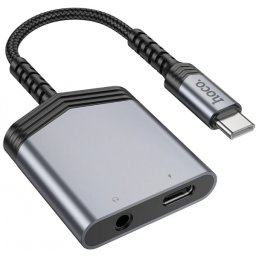 Adaptor Audio USB-C - USB-C / 3.5mm HOCO LS39, Negru
