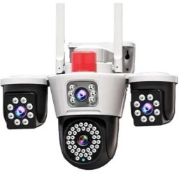 Camera de supraveghere WiFi Tripla 8MP 4K cu 3 Lentile Vedere Nocturna LED Detectie Miscare ALBA
