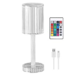 Lampa acrilica tip cristal RGB 16 culori reincarcabila USB control tactil si telecomanda