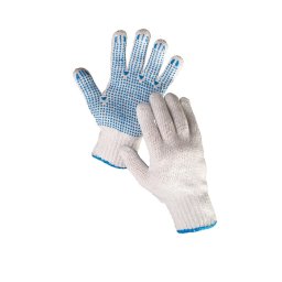 Manusi protectie Plover, standard EN420, degete si palma cu PVC - marime 10 - alb cu albastru