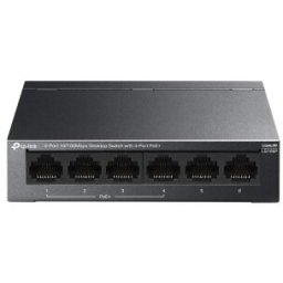 Switch TP-LINK LS106P, 6-Port Fast Ethernet PoE+, 4 PoE+ Ports, 65W, Black