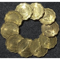 Paraguay 1953 - 15 centimos, circulata (10 bucati)