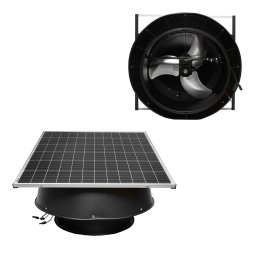 Ventilator evacuare acoperis axial industrial 600mm, 12000m3/h, motor brushless cu panou solar 180W Breckner Germany